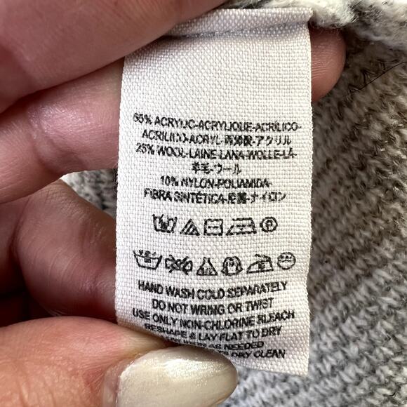 Free People Crop Sweater Top Western Print Ivory Tan Wool Blend Sz XS Oversized - Picture 6 of 8